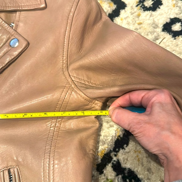Soft leather taupe colored Moto-jacket. - Picture 7 of 7